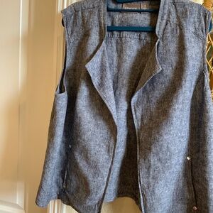 Denim Chico’s Vest accented with Silver Studs on Slit Pockets  Chico’s Sz 3